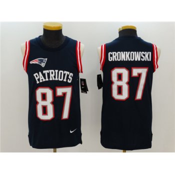Men's New England Patriots #87 Rob Gronkowski Navy Blue Color Rush 2017 Vest Stitched NFL Nike Tank Top Jersey