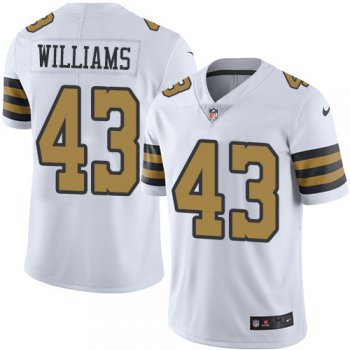 Nike New Orleans Saints #43 Marcus Williams White Men's Stitched NFL Limited Rush Jersey