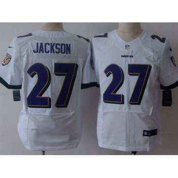 Men's Baltimore Ravens #27 Asa Jackson 2013 Nike White Elite Jersey
