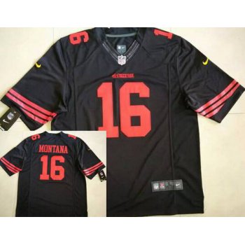 Nike San Francisco 49ers #16 Joe Montana 2015 Black Limited Jersey