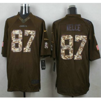 Men's Kansas City Chiefs #87 Travis Kelce Green Salute to Service 2015 NFL Nike Limited Jersey