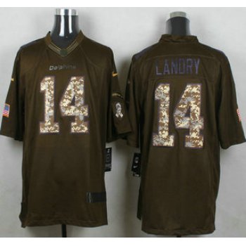 Men's Miami Dolphins #14 Jarvis Landry Green Salute to Service 2015 NFL Nike Limited Jersey