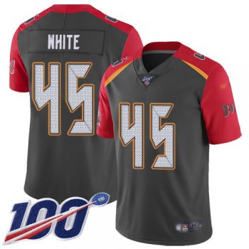 Nike Buccaneers #45 Devin White Gray Men's Stitched NFL Limited Inverted Legend 100th Season Jersey