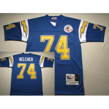 San Diego Chargers #74 Louie Kelcher Navy Blue Throwback Jersey