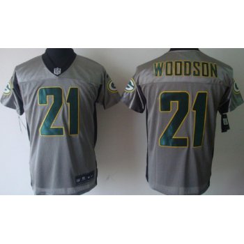 Nike Green Bay Packers #21 Charles Woodson Gray Shadow Elite Jersey