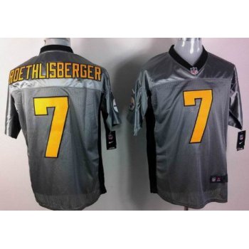 Nike Pittsburgh Steelers #7 Ben Roethlisberger Gray Shadow Elite Jersey