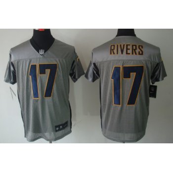 Nike San Diego Chargers #17 Philip Rivers Gray Shadow Elite Jersey