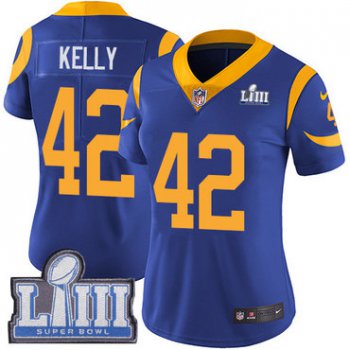 #42 Limited John Kelly Royal Blue Nike NFL Alternate Women's Jersey Los Angeles Rams Vapor Untouchable Super Bowl LIII Bound