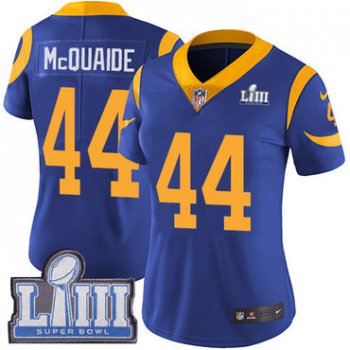 #44 Limited Jacob McQuaide Royal Blue Nike NFL Alternate Women's Jersey Los Angeles Rams Vapor Untouchable Super Bowl LIII Bound