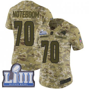 #70 Limited Joseph Noteboom Camo Nike NFL Women's Jersey Los Angeles Rams 2018 Salute to Service Super Bowl LIII Bound