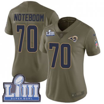 #70 Limited Joseph Noteboom Olive Nike NFL Women's Jersey Los Angeles Rams 2017 Salute to Service Super Bowl LIII Bound