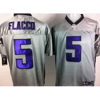 Nike Baltimore Ravens #5 Joe Flacco Gray Shadow Elite Jersey