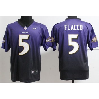 Nike Baltimore Ravens #5 Joe Flacco Purple/Black Fadeaway Elite Jersey