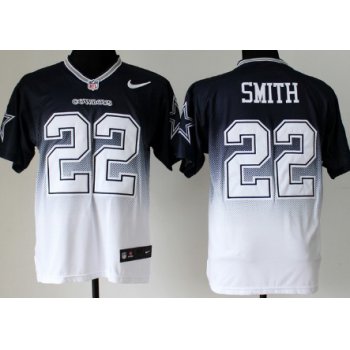 Nike Dallas Cowboys #22 Emmitt Smith Blue/White Fadeaway Elite Jersey