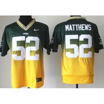 Nike Green Bay Packers #52 Clay Matthews Green/Yellow Fadeaway Elite Jersey