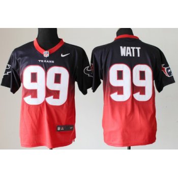 Nike Houston Texans #99 J.J. Watt Blue/Red Fadeaway Elite Jersey