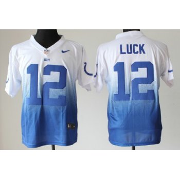 Nike Indianapolis Colts #12 Andrew Luck White/Blue Fadeaway Elite Jersey