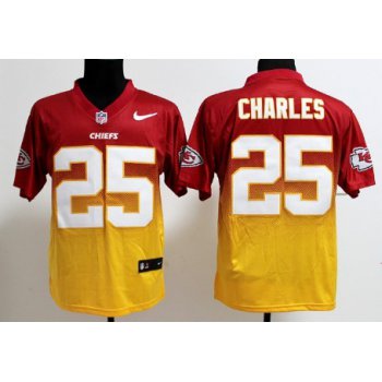 Nike Kansas City Chiefs #25 Jamaal Charles Red/Yellow Fadeaway Elite Jersey