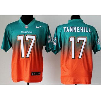 Nike Miami Dolphins #17 Ryan Tannehill Green/Orange Fadeaway Elite Jersey