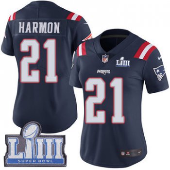 #21 Limited Duron Harmon Navy Blue Nike NFL Women's Jersey New England Patriots Rush Vapor Untouchable Super Bowl LIII Bound