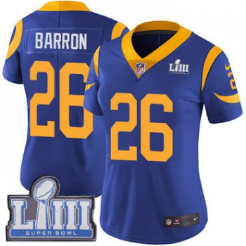#26 Limited Mark Barron Royal Blue Nike NFL Alternate Women's Jersey Los Angeles Rams Vapor Untouchable Super Bowl LIII Bound