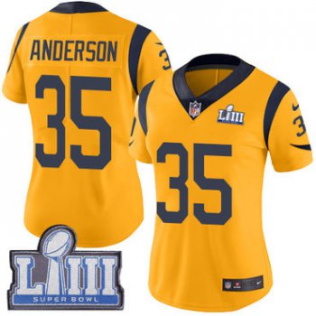 #35 Limited C.J. Anderson Gold Nike NFL Women's Jersey Los Angeles Rams Rush Vapor Untouchable Super Bowl LIII Bound