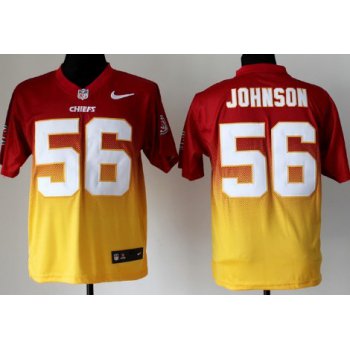 Nike Kansas City Chiefs #56 Derrick Johnson Red/Yellow Fadeaway Elite Jersey