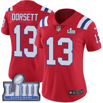 Women's New England Patriots #13 Phillip Dorsett Red Nike NFL Alternate Vapor Untouchable Super Bowl LIII Bound Limited Jersey
