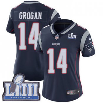 Women's New England Patriots #14 Steve Grogan Navy Blue Nike NFL Home Vapor Untouchable Super Bowl LIII Bound Limited Jersey