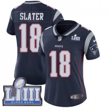 Women's New England Patriots #18 Matthew Slater Navy Blue Nike NFL Home Vapor Untouchable Super Bowl LIII Bound Limited Jersey