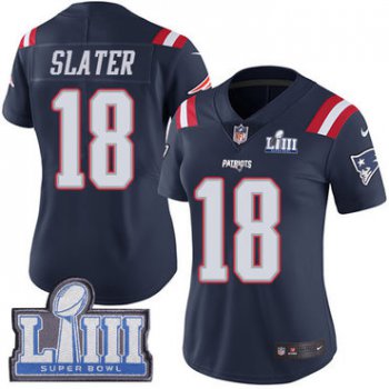 Women's New England Patriots #18 Matthew Slater Navy Blue Nike NFL Rush Vapor Untouchable Super Bowl LIII Bound Limited Jersey