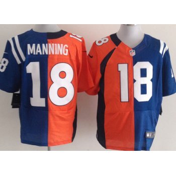 Nike Indianapolis Colts&Denver Broncos #18 Peyton Manning Orange/Blue Two Tone Elite Jersey