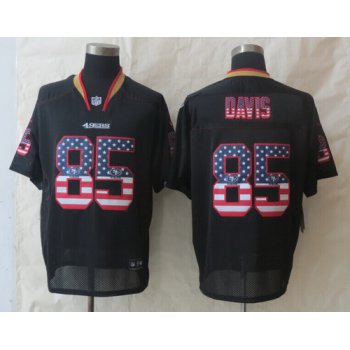 Nike San Francisco 49ers #85 Vernon Davis 2014 USA Flag Fashion Black Elite Jersey