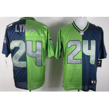 Nike Seattle Seahawks #24 Marshawn Lynch Green/Navy Blue Two Tone Elite Jersey