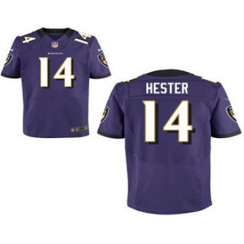 Men's Baltimore Ravens #14 Devin Hester Purple Team Color Stitched NFL Nike Elite Jersey