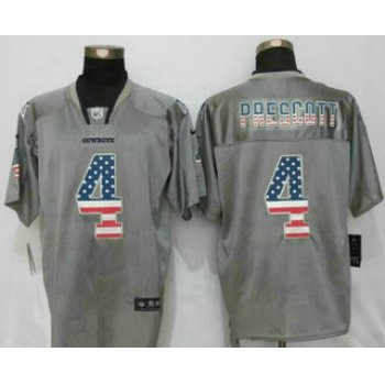 Men's Dallas Cowboys #4 Dak Prescott Gray Flag Fashion NFL Nike Elite Jersey