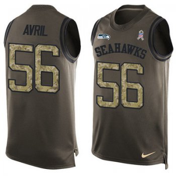 Men's Seattle Seahawks #56 Cliff Avril Green Salute to Service Hot Pressing Player Name & Number Nike NFL Tank Top Jersey