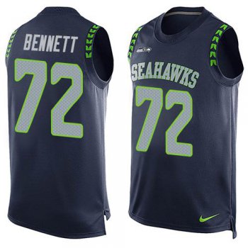Men's Seattle Seahawks #72 Michael Bennett Navy Blue Hot Pressing Player Name & Number Nike NFL Tank Top Jersey