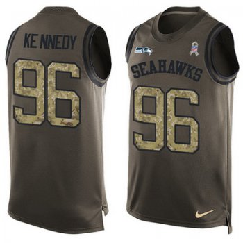 Men's Seattle Seahawks #96 Cortez Kennedy Green Salute to Service Hot Pressing Player Name & Number Nike NFL Tank Top Jersey