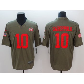 Nike 49ers #10 Jimmy Garoppolo Olive Salute To Service Limited Jersey