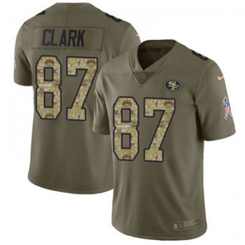 Nike 49ers #87 Dwight Clark Olive Camo Men's Stitched NFL Limited 2017 Salute To Service Jersey