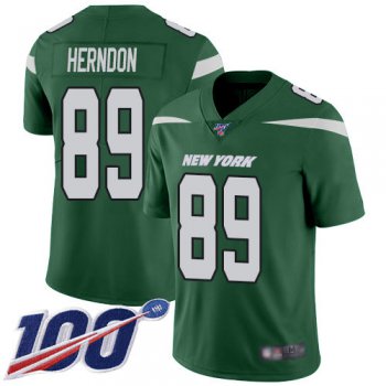 Nike Jets #89 Chris Herndon Green Team Color Men's Stitched NFL 100th Season Vapor Limited Jersey