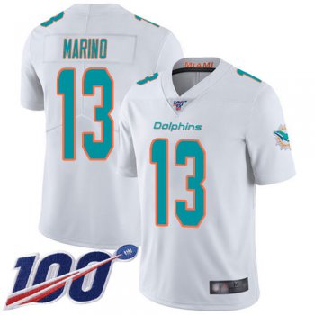 Nike Dolphins #13 Dan Marino White Men's Stitched NFL 100th Season Vapor Limited Jersey