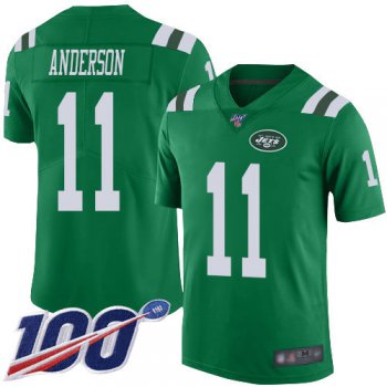 Nike Jets #11 Robby Anderson Green Men's Stitched NFL Limited Rush 100th Season Jersey