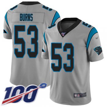 Nike Panthers #53 Brian Burns Silver Men's Stitched NFL Limited Inverted Legend 100th Season Jersey