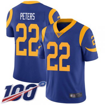 Nike Rams #22 Marcus Peters Royal Blue Alternate Men's Stitched NFL 100th Season Vapor Limited Jersey