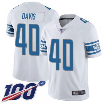 Nike Lions #40 Jarrad Davis White Men's Stitched NFL 100th Season Vapor Limited Jersey
