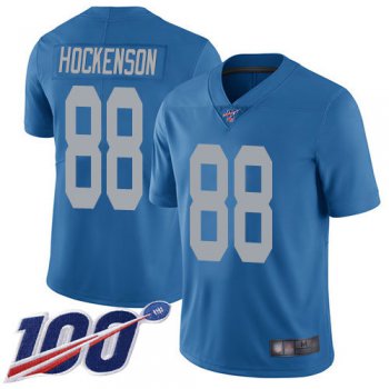 Nike Lions #88 T.J. Hockenson Blue Throwback Men's Stitched NFL 100th Season Vapor Limited Jersey