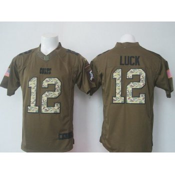 Men's Indianapolis Colts #12 Andrew Luck Green Salute To Service 2015 NFL Nike Limited Jersey