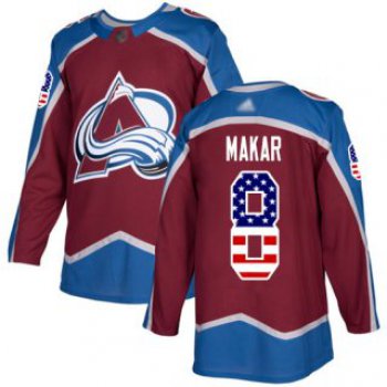 Adidas Colorado Avalanche #8 Cale Makar Burgundy Home Authentic USA Flag Stitched NHL Jersey